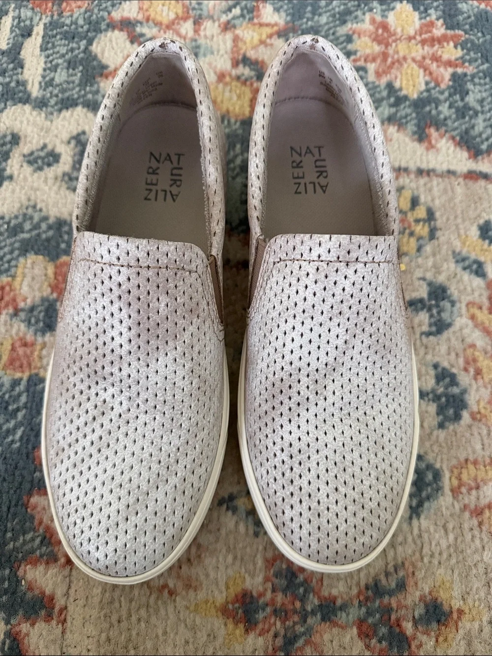 Naturalizer Perforated Slip-On Loafers in Light Beige